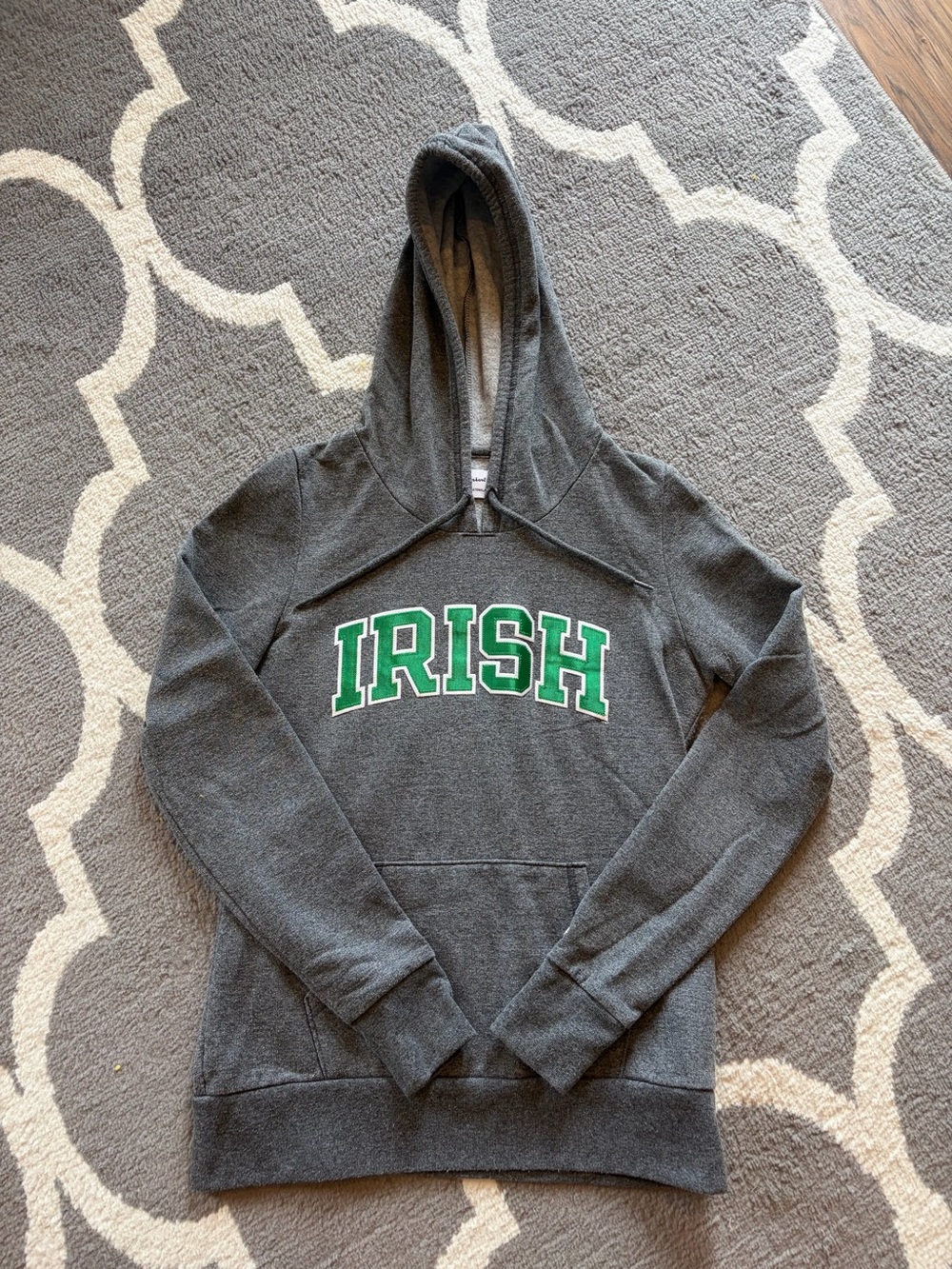 Champion Gray Hoodie with Green IRISH Logo - Women's Crewneck